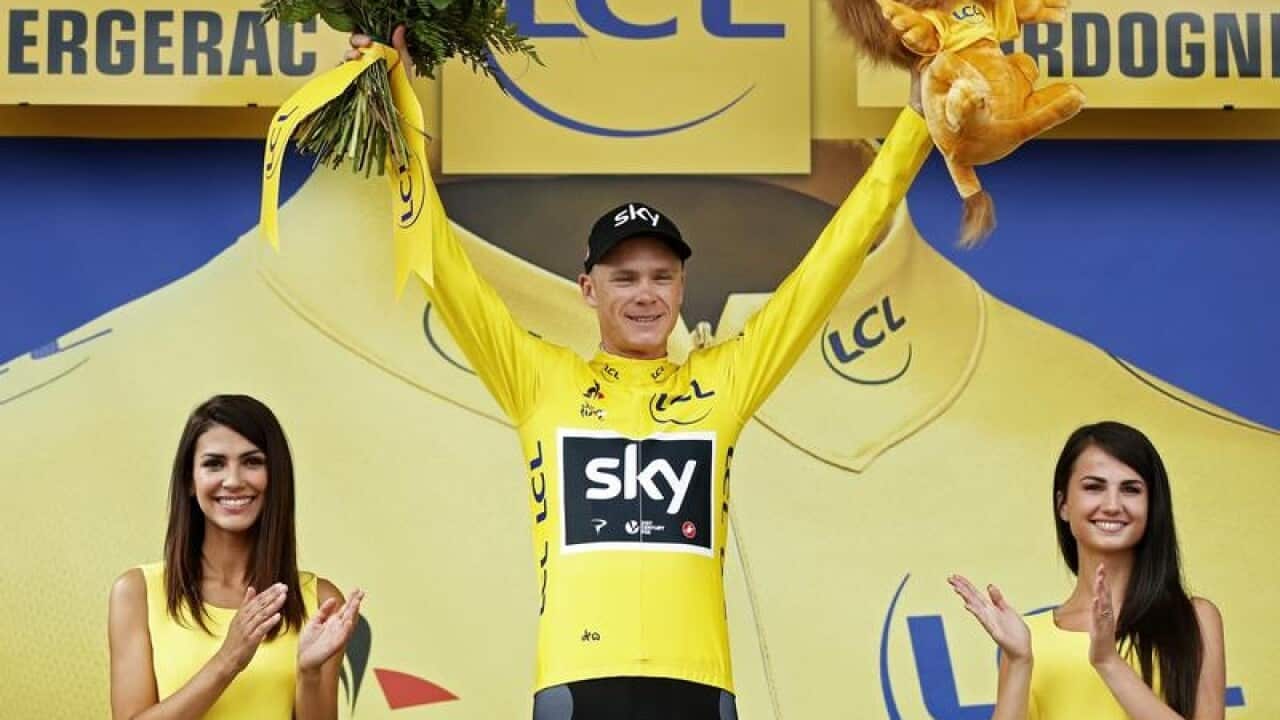 Chris Froome in the yellow jersey