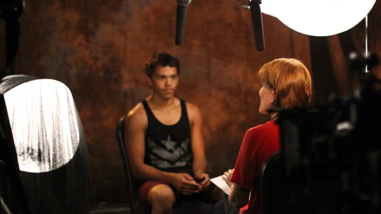 Kyle, 15, being interviewed by Insight host Jenny Brockie (Photo: Meggie Palmer)