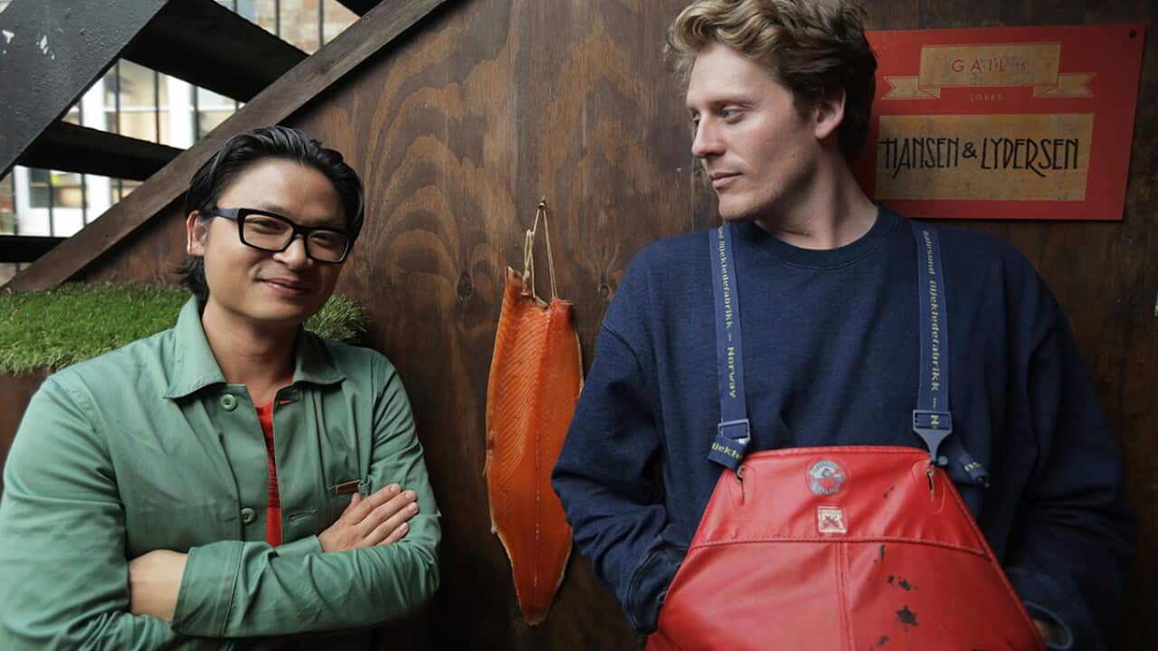 Luke and Vikong Ole, smoking salmon
