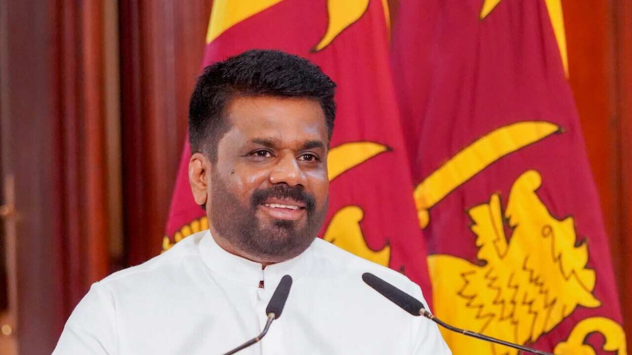 The New President of Sri Lanka, Anura Kumara Dissanayake, addresses the public