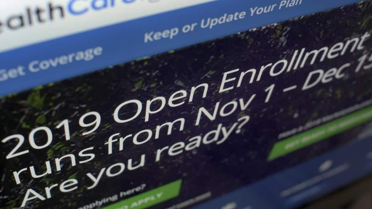 A file image of the US government website for health care