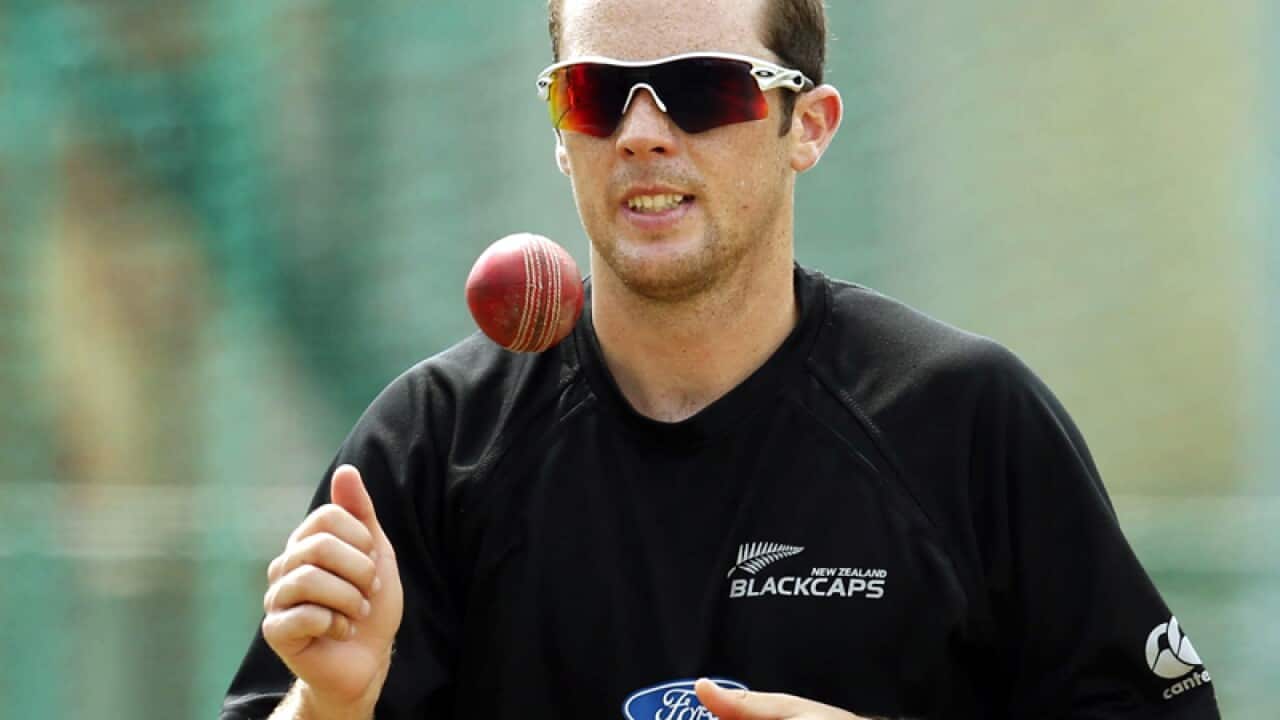 New Zealand's Todd Astle during a cricket practice session