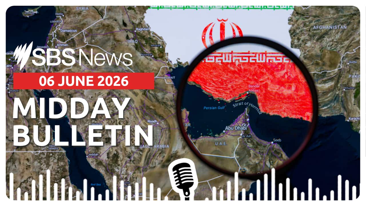 US shoots down four Iranian drones launched towards the Strait of Hormuz | Midday News Bulletin 6 June 2026 | SBS News