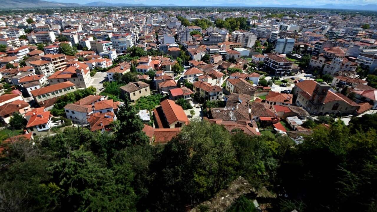 Panoramic view of the City of Trikala from its castle