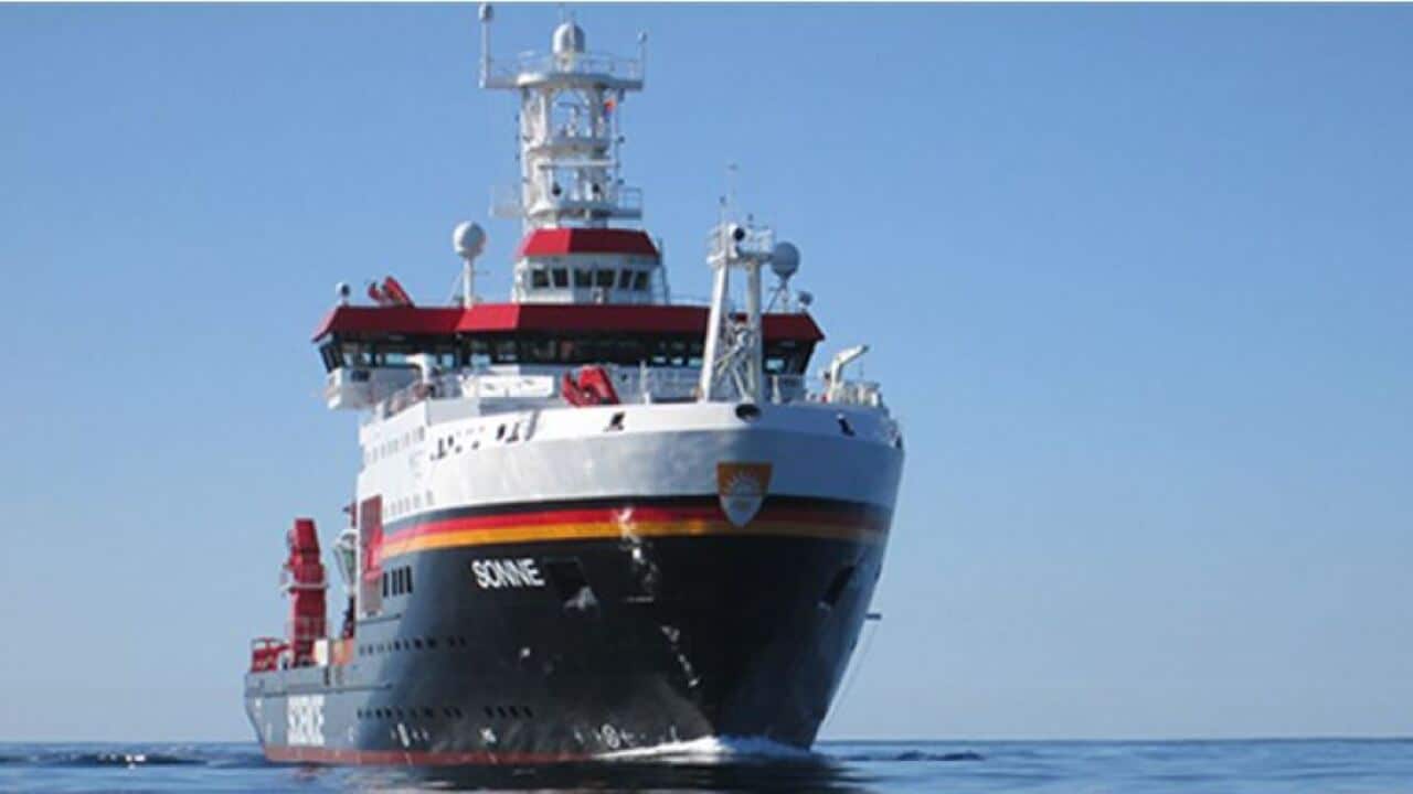 Germany’s deep sea Research Vessel Sonne – one of the most cutting edge high-tech research vessels worldwide – docked in Fremantle, WA.