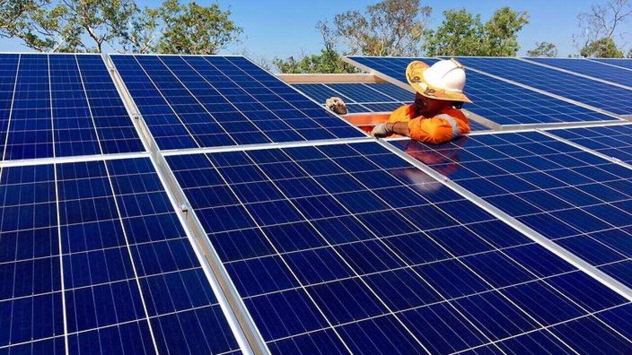 Solar panels at the Daly River Solar Site in the NT.