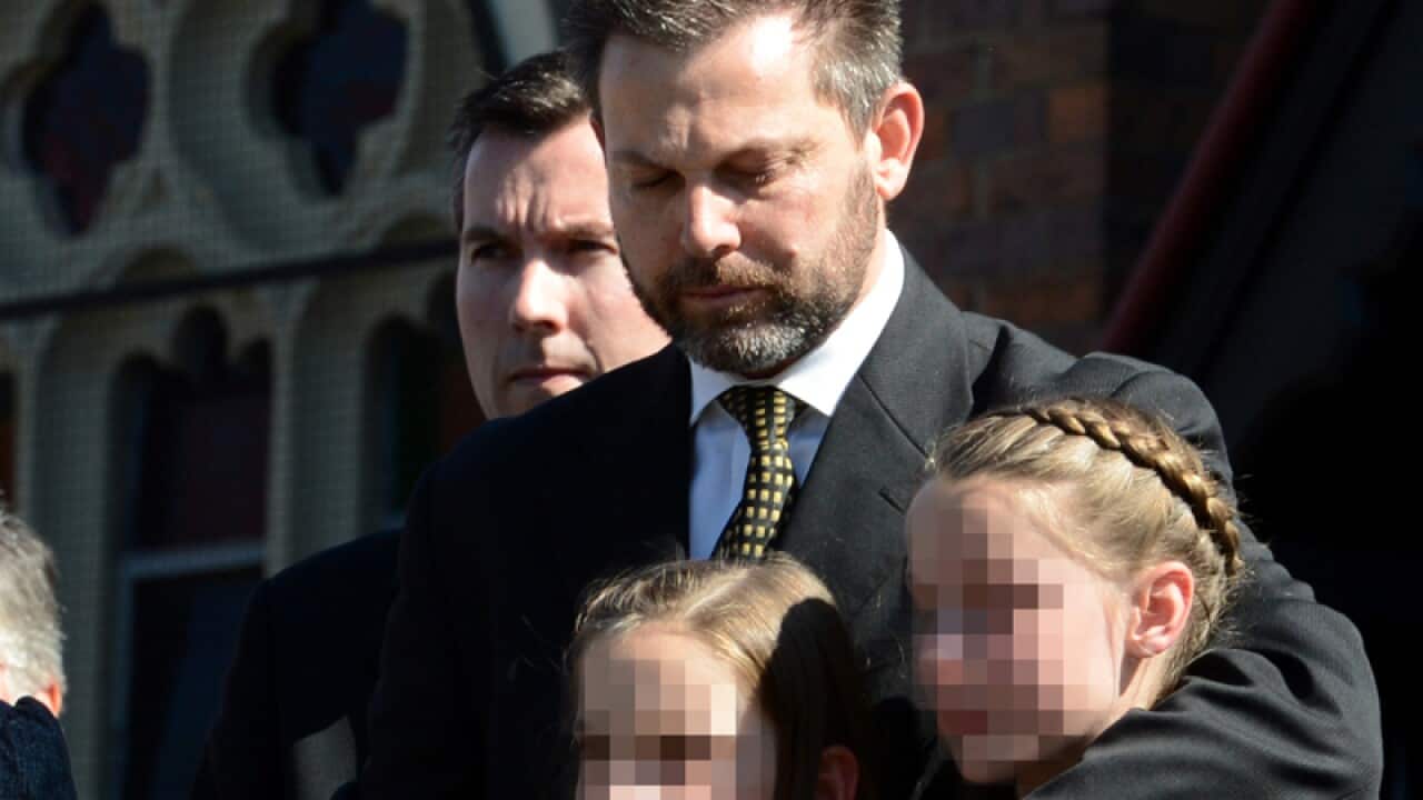 Gerard Baden-Clay attends his wife's funeral.