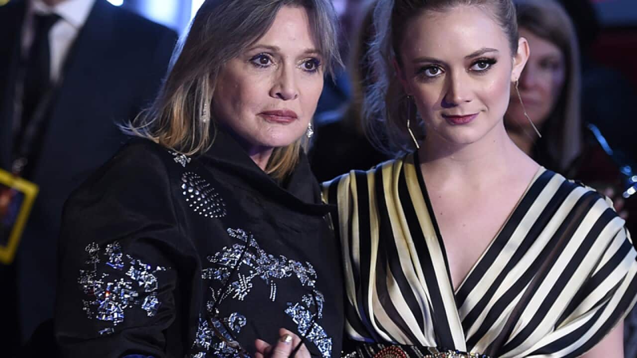 Carrie Fisher, left, and daughter Billie Lourd