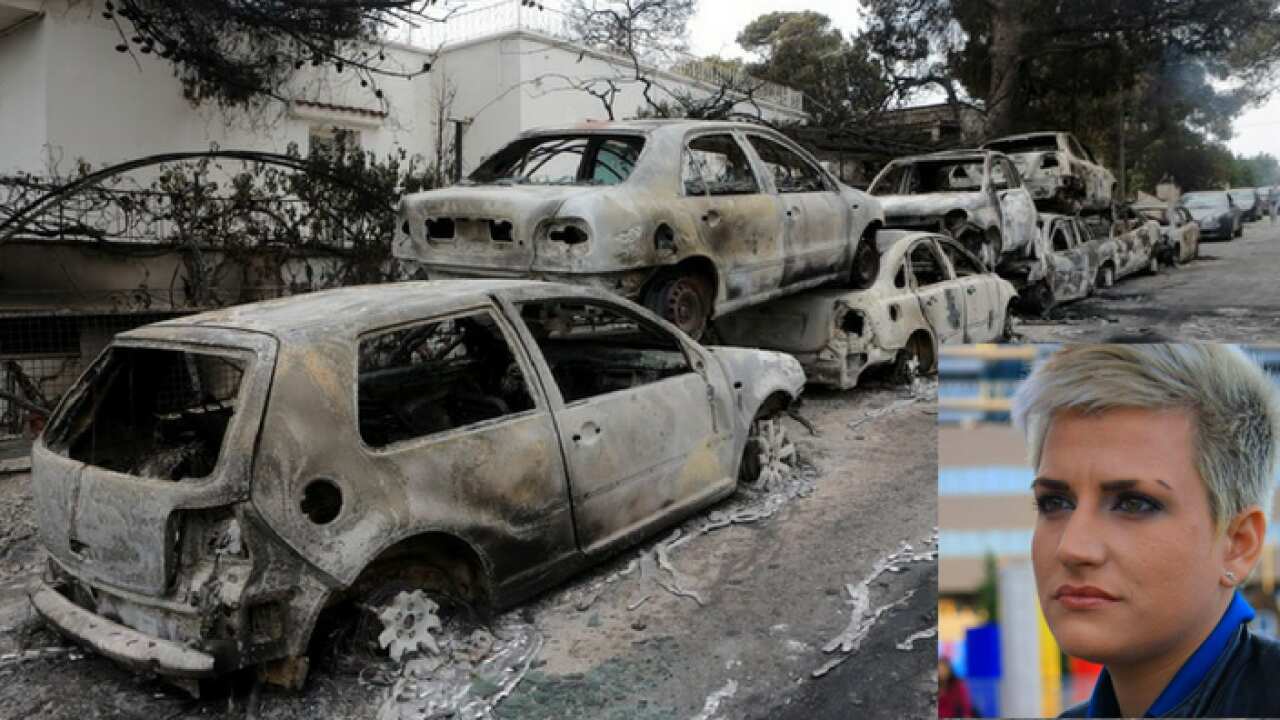 A view of burned cars after a fire in Argyra Akti, Mati, close to Nea Makri, in Attica, Greece, 24 July 2018.