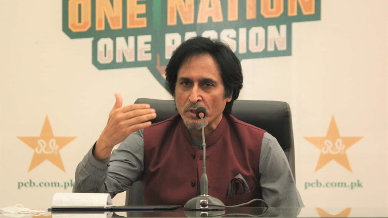Newly elected Chairman Pakistan Cricket Board having his first press briefing in Lahore, Paksitan.