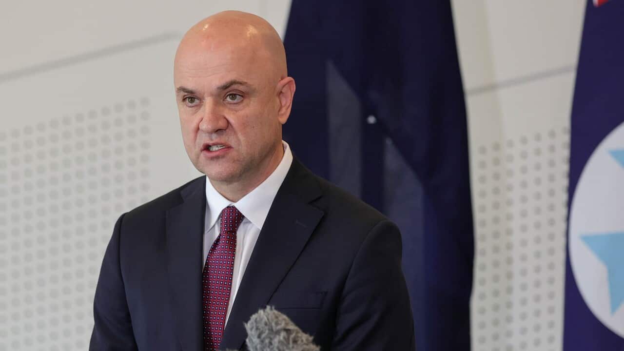 Queensland Chief Health Officer Dr John Gerrard speaks to the media during a press conference in Brisbane, Monday, February 7, 2022. (AAP Image/Russell Freeman) NO ARCHIVING