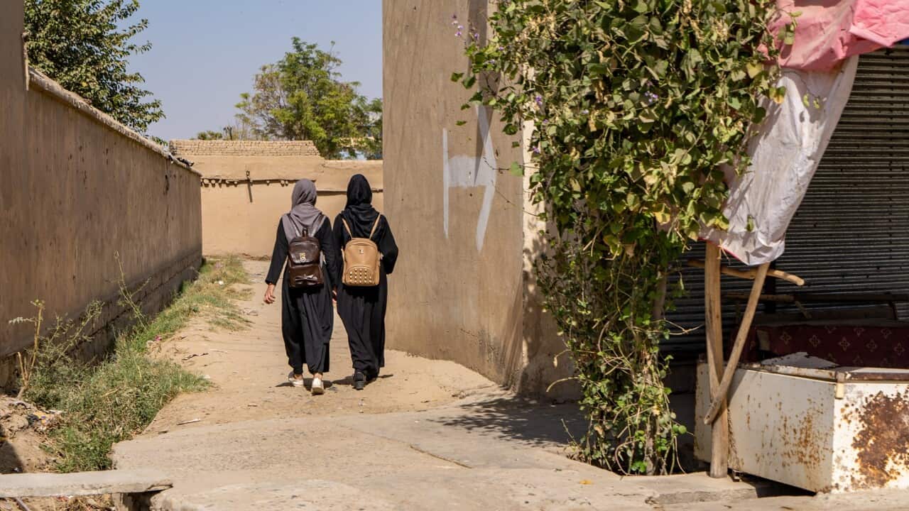 Undated photo of two unidentified young women in Afghanistan (GettyImages)