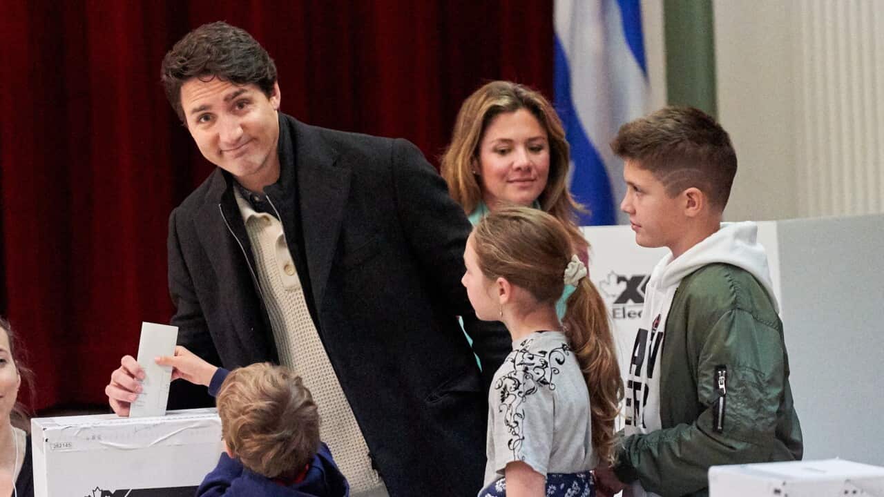 Canadian Prime Minister and Liberal Party leader Justin Trudeau casts his vote