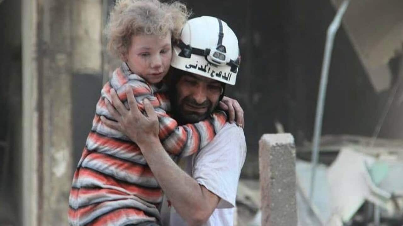 A member of the White Helmets in Syria.