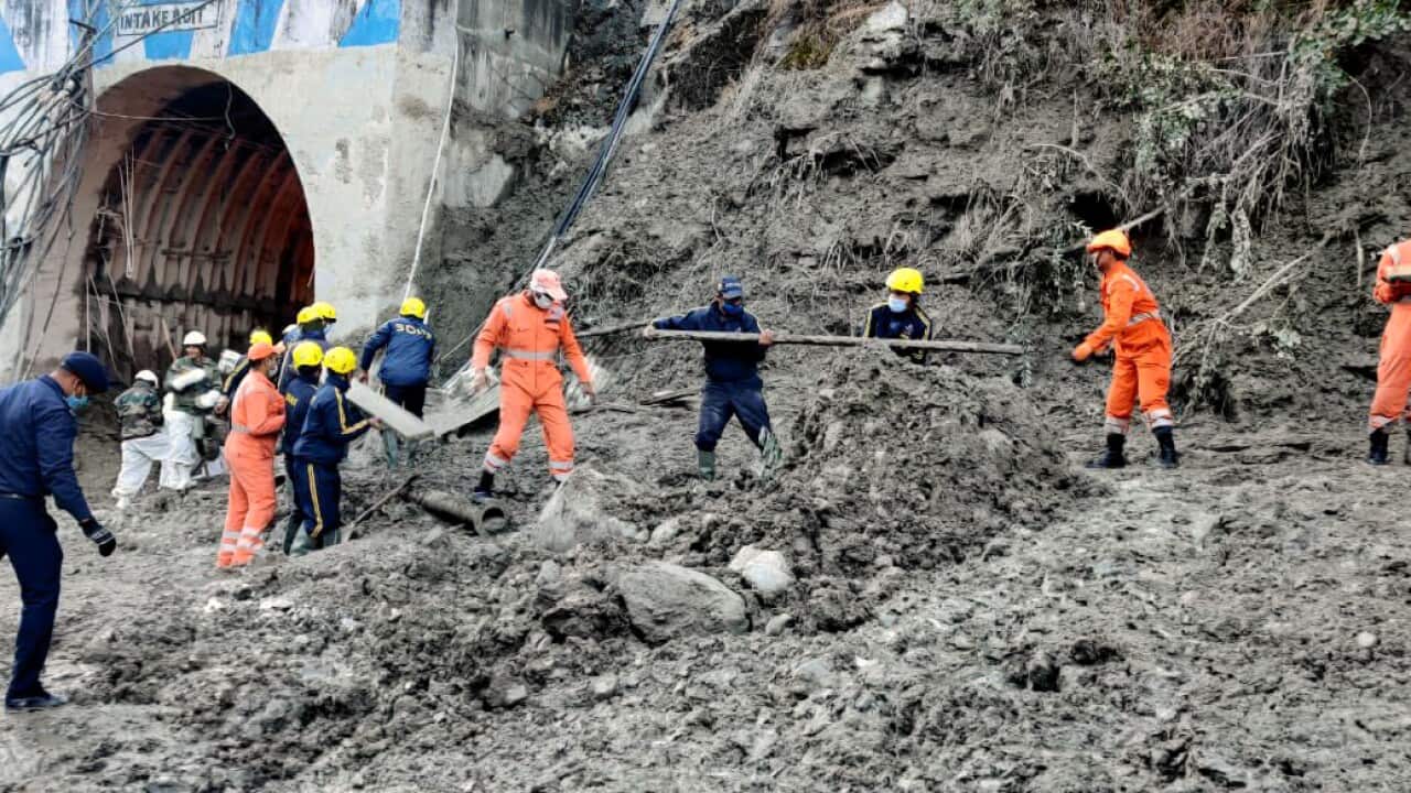 NDRF, SDRF, ITBP and Army personnel carrying out search and rescue operation