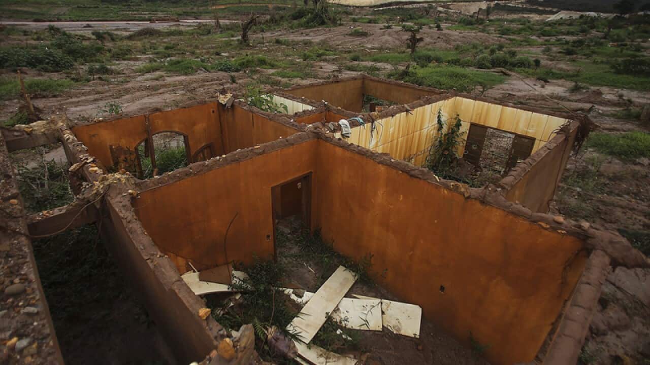 A view of a house destroyed in the Bento Rodrigues dam disaster