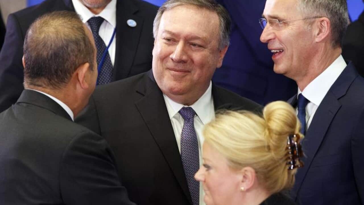 Mike Pompeo and Jens Stoltenberg at the meeting