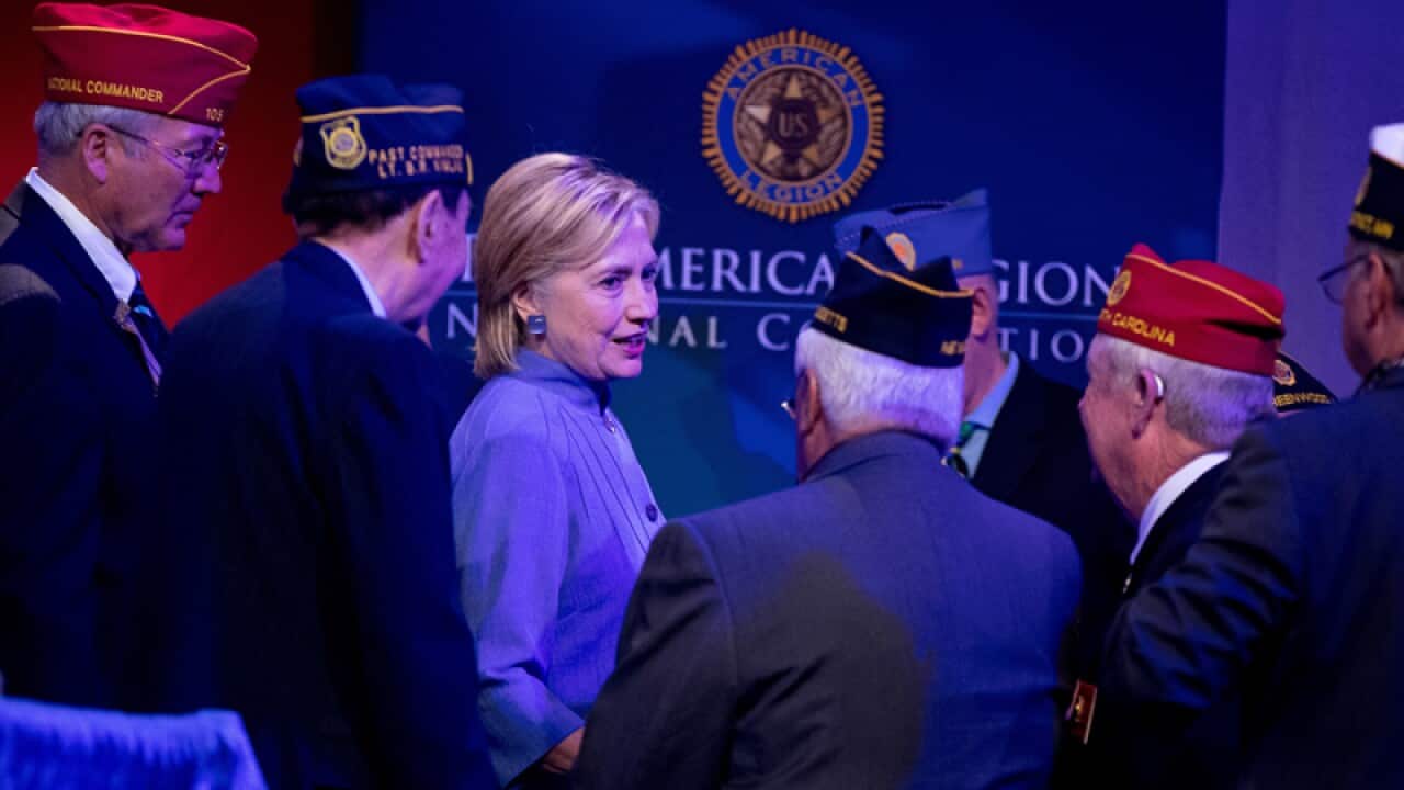 Hillary Clinton meets with members of the American Legion