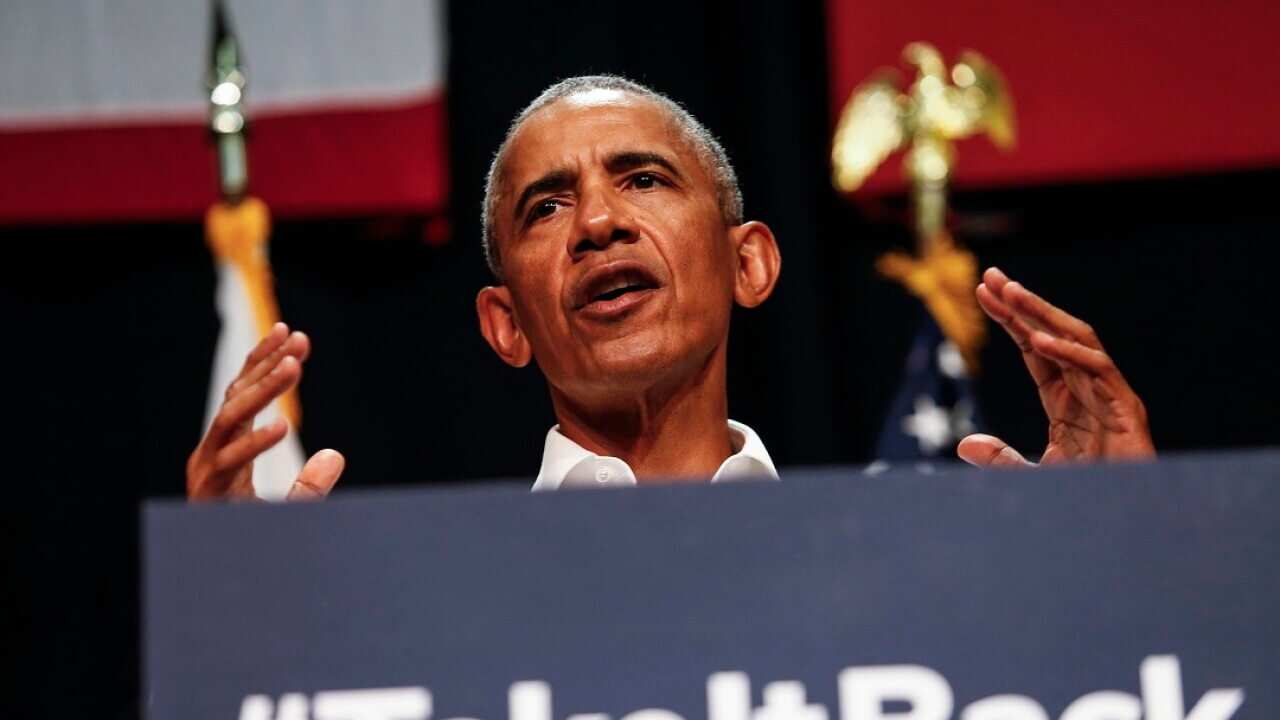 Former President Barack Obama speaks as he campaigns in support of California congressional candidates, Saturday, Sept. 8, 2018, in Anaheim, Calif. (AP Photo/Ringo H.W. Chiu)