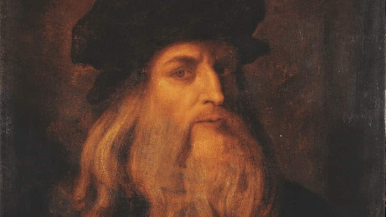 Anonymous portrait (once claimed to be a self-portrait) of Leonardo da Vinci, c. 1600. Uffizi, Florence