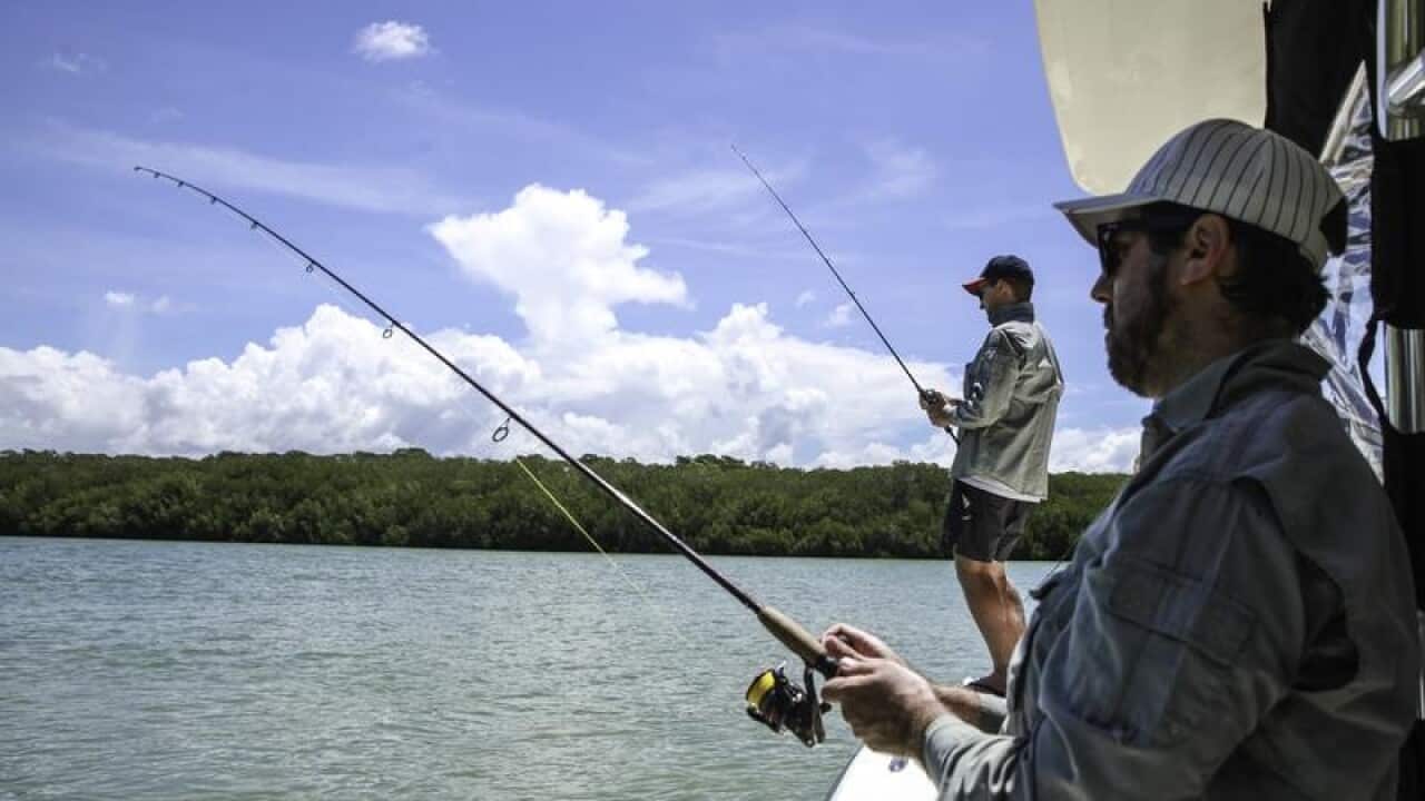 A file image of tourists fishing off the Northern Territory