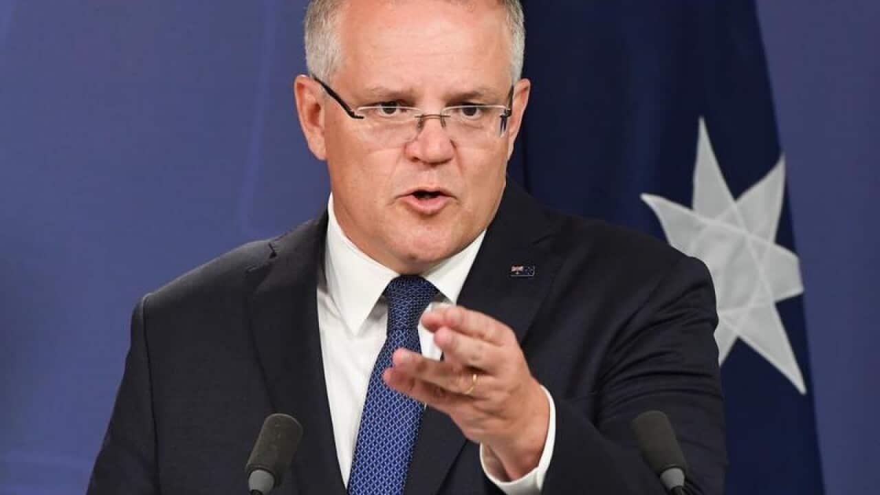 Prime Minister Scott Morrison speaks during a press conference.