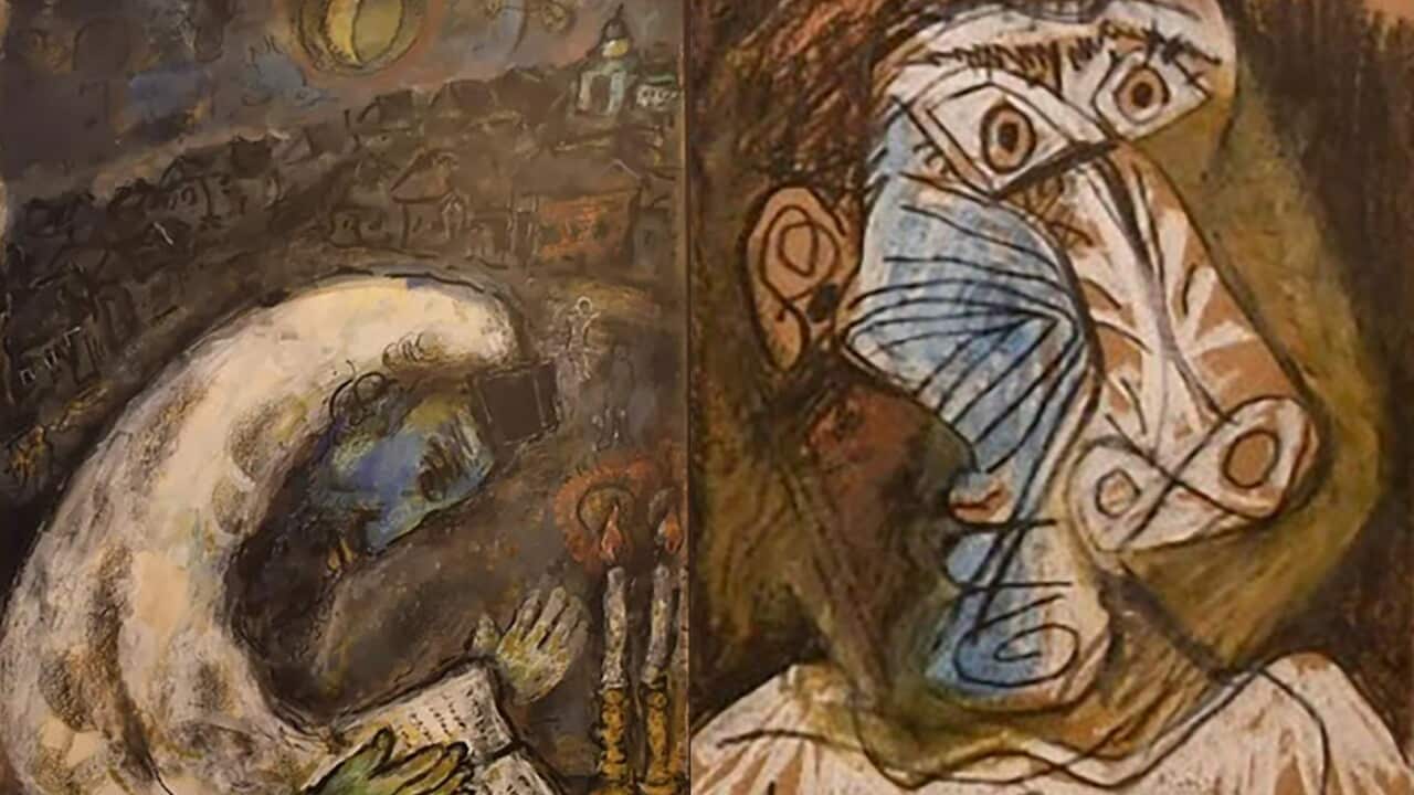 L'uomo in preghiera di Chagall e La Testa di Picasso