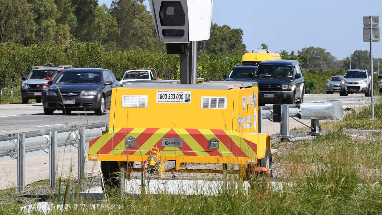 A speed camera on a motorway south of Brisbane (AAP).jpg