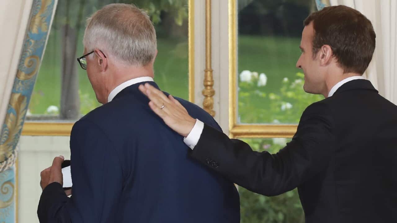 French President Emmanuel Macron will be in Australia from May 1 to discuss - among other issues- submarines and trade with Australia's PM, Malcolm Turnbull.