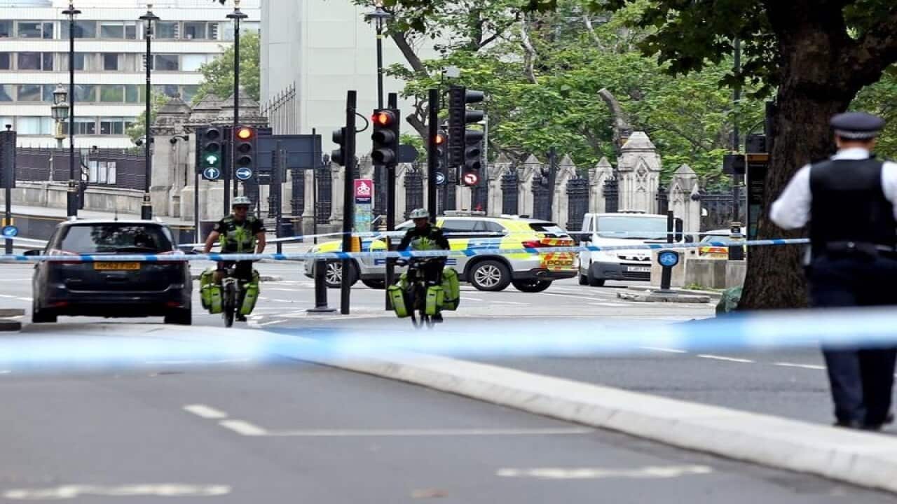 Police cordoned off streets near Britain's House of Parliament
