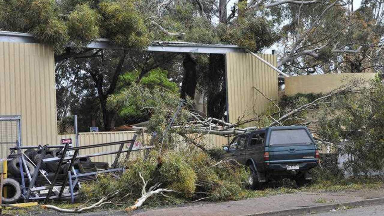 Storm damage is seen in the town of Blyth, South Australia, Thursday, Sept. 29, 2016.