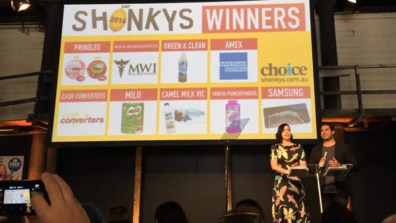 Samsung, camel milk and canned air have been called out by Choice at this year's Shonky awards. (AAP)