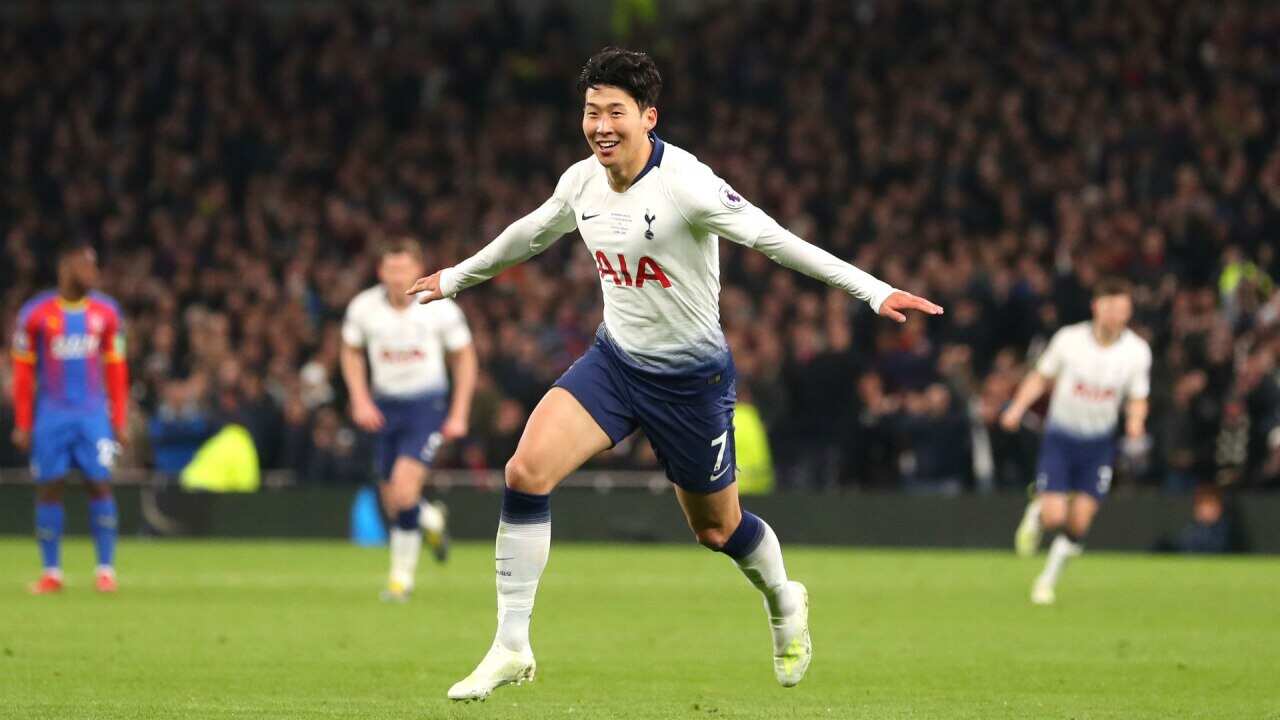 Korean striker Son Heung-min celebrates his historic 'new stadium opening' goal.