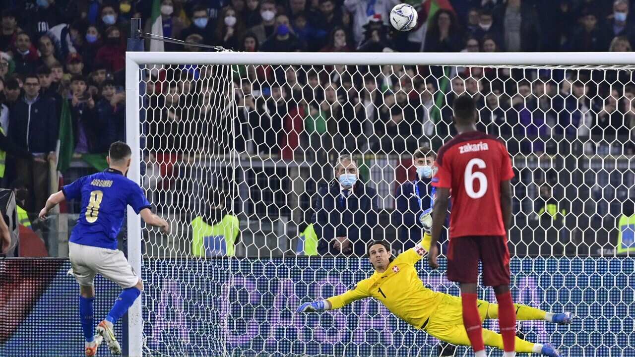 12 novembre 2021, Jorginho fallisce contro la Svizzera il rigore che avrebbe potuto dare all'Italia la qualificazione diretta ai Mondiali