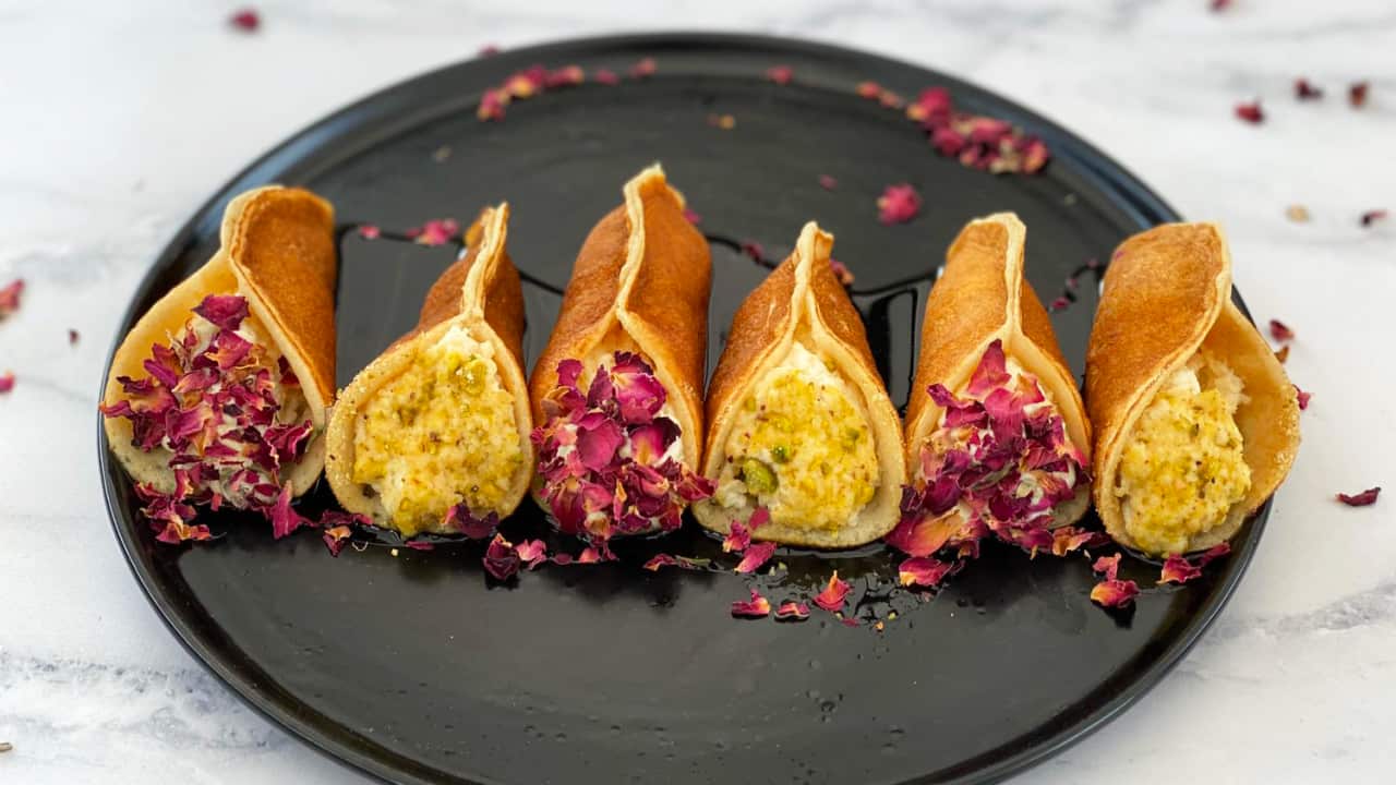 Atayef with ashta cream