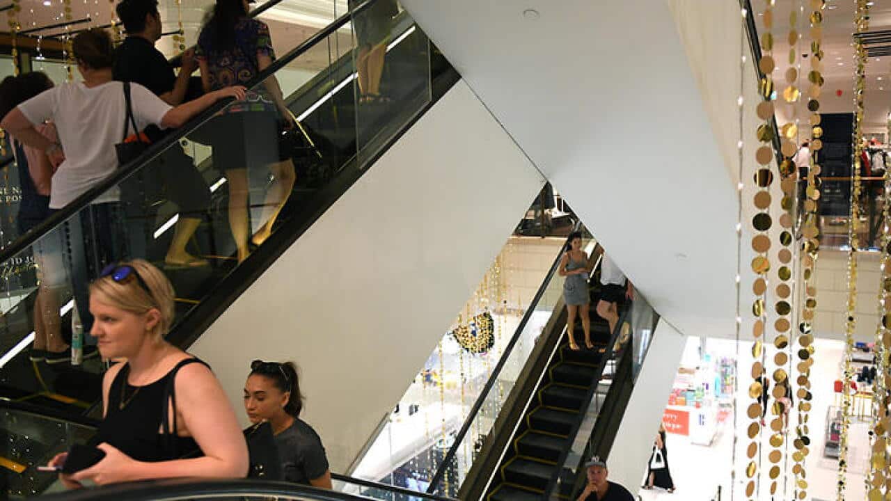 Shoppers at David Jones in Sydney