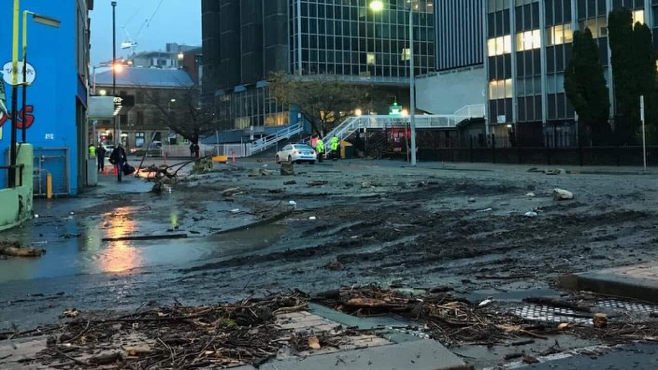 Hobart CBD streets remain closed and littered with debris after flash flooding in the city overnight