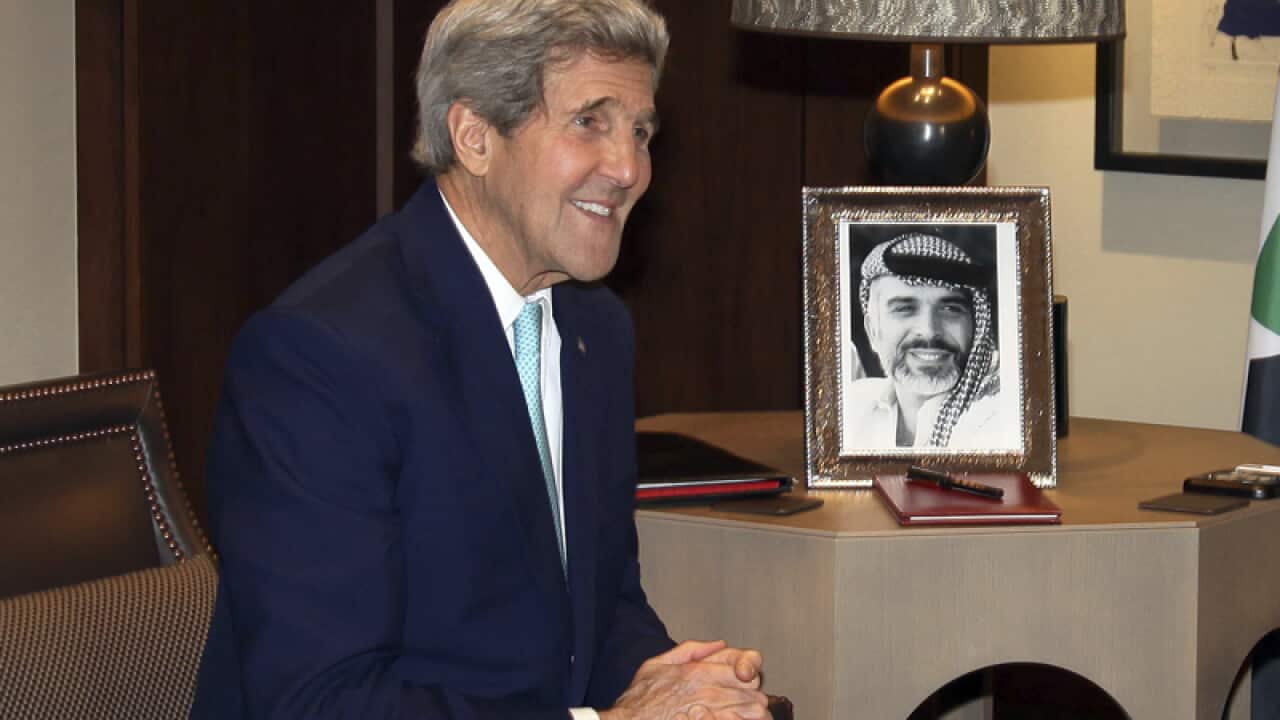 John Kerry during meeting in Jordan.