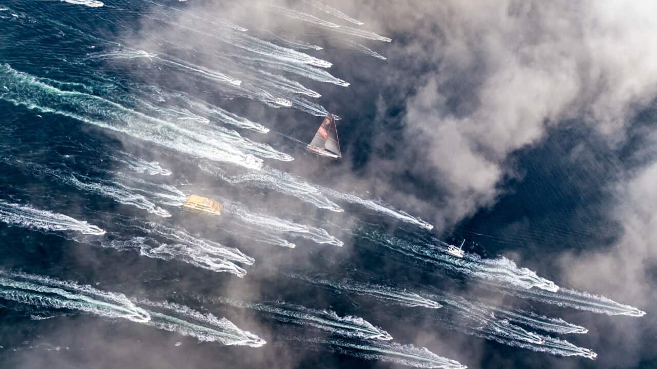 Supermaxi Wild Oats XI during the 2018 Sydney Hobart race (