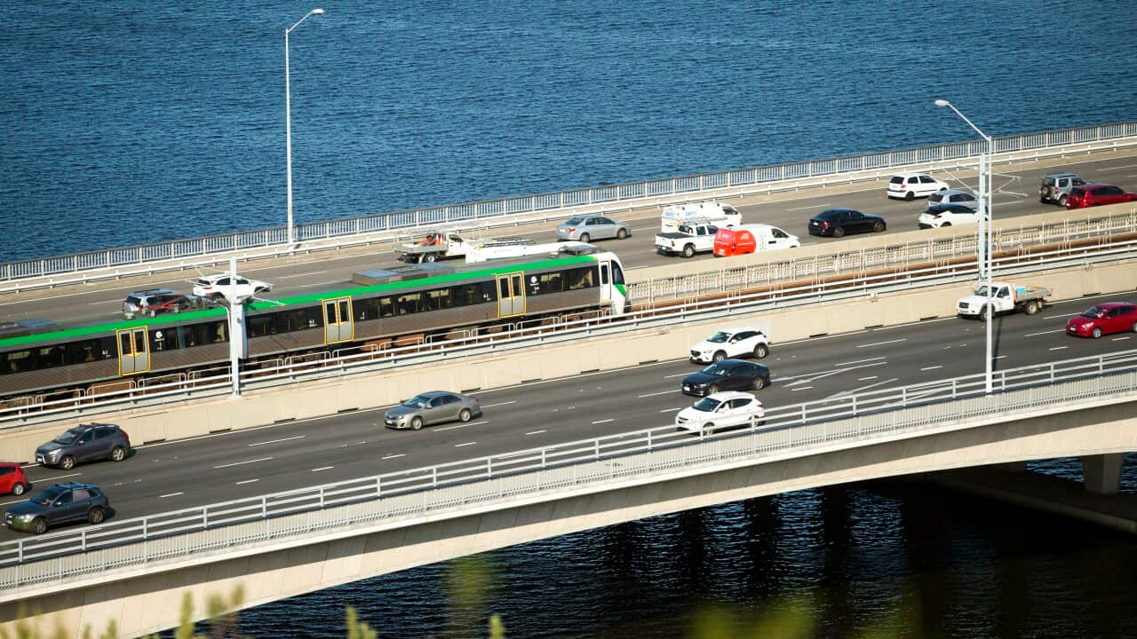 The Kwinana Freeway Narrows Bridge in Perth.