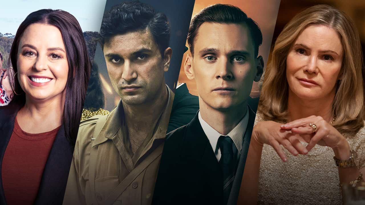 composite image featuring series Meet the Neighbours, World on Fire, Das Boot and Fargo