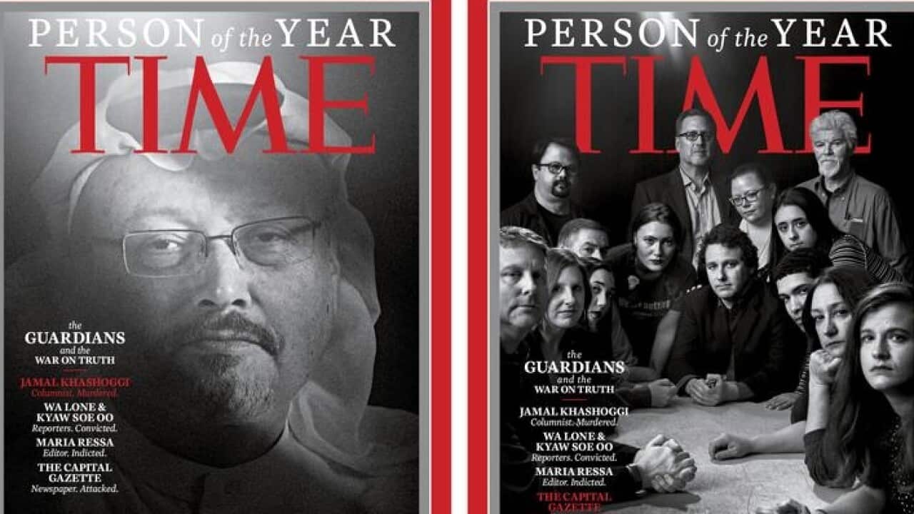 Two of the four special Time magazine covers