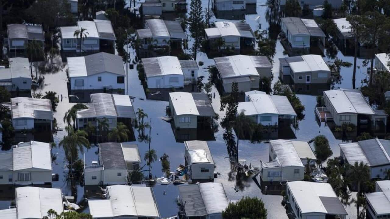 Damage to a mobile home park in Bonita Springs, Florida