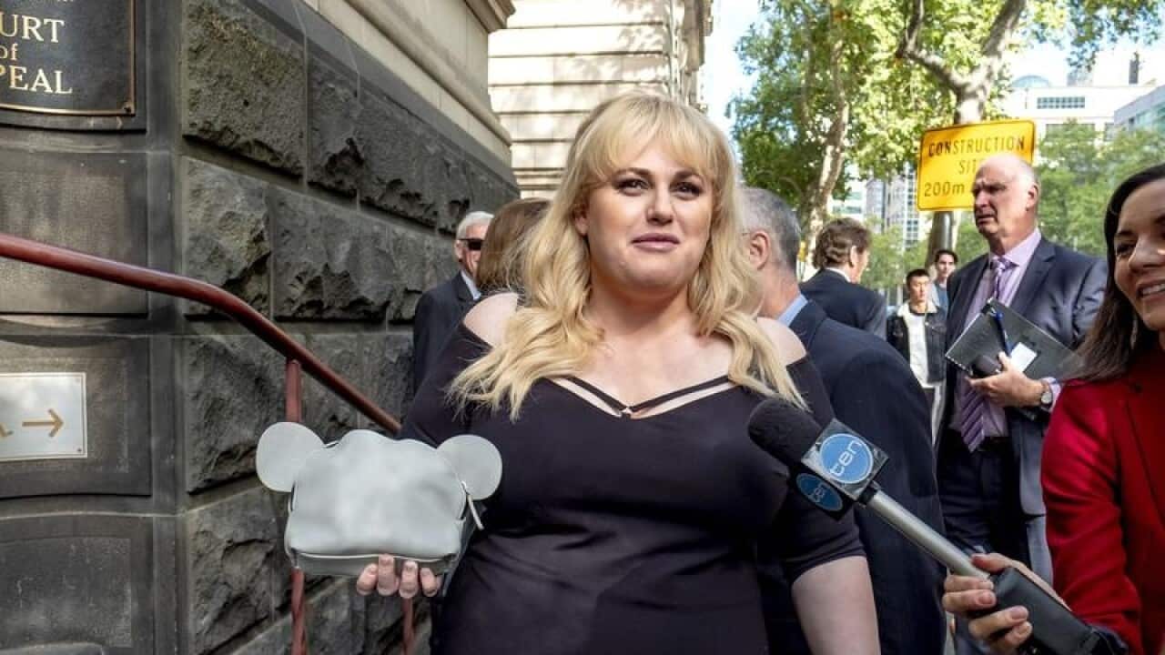 Actor Rebel Wilson arrives at the Court of Appeal