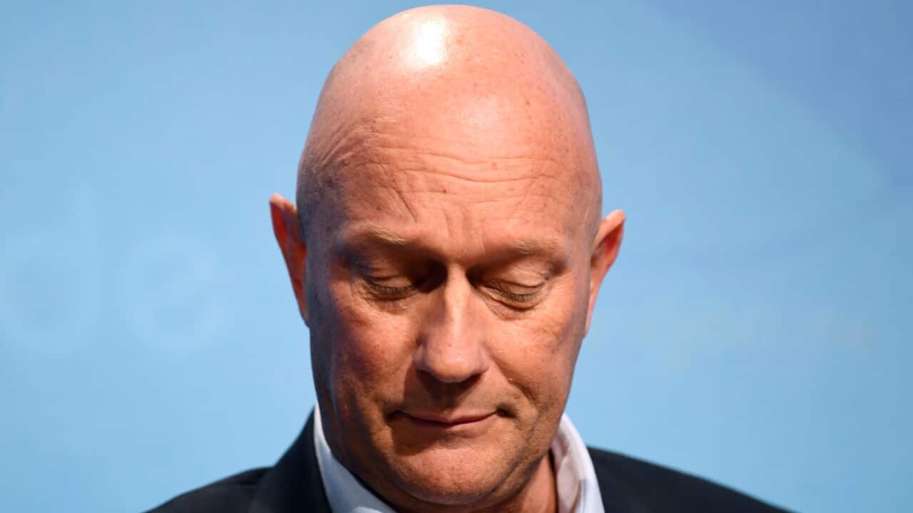 Newly-elected State Prime Minister of the Free Democratic Party, Thomas Kemmerich, announces his resignation just one day after his election in Erfurt, Germany.