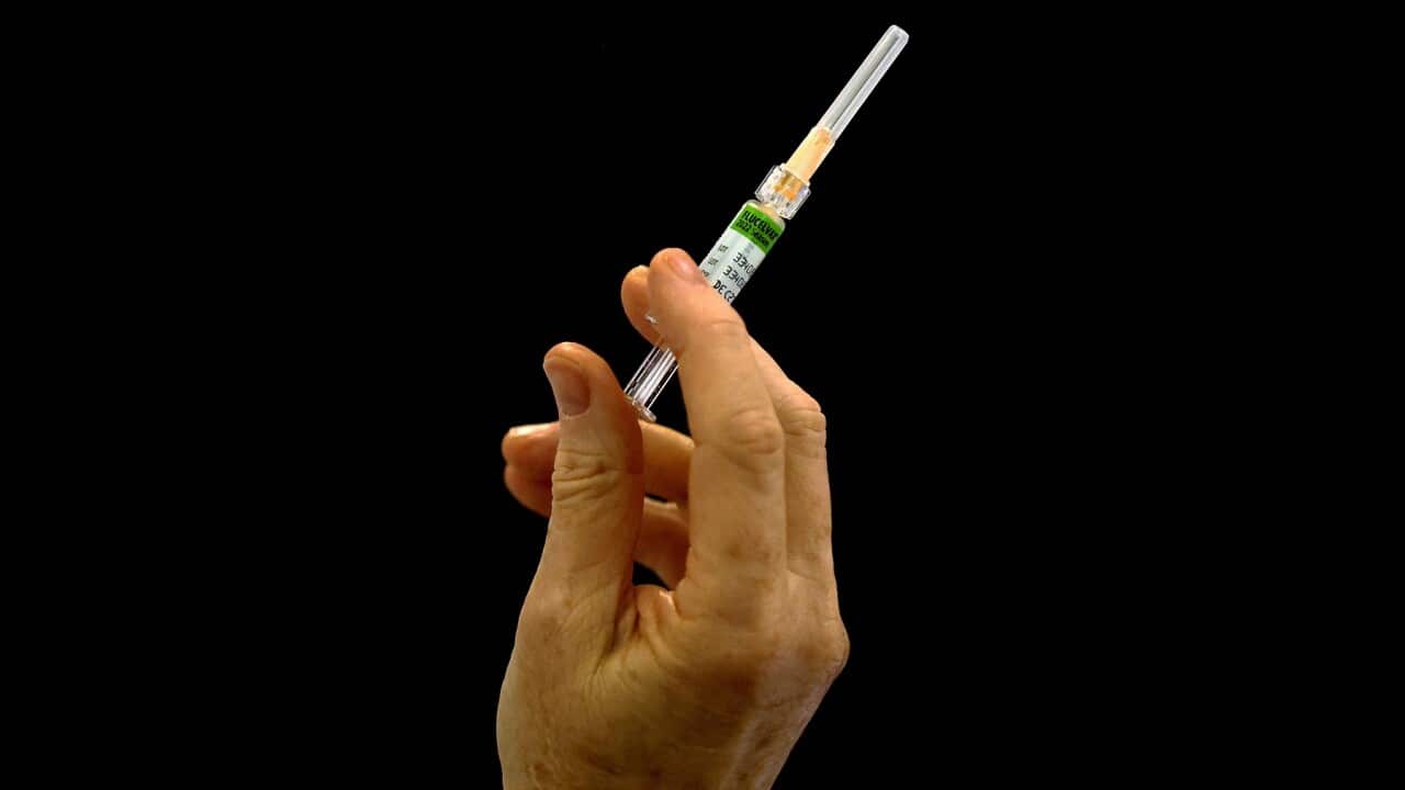 A flu vaccine (AAP).