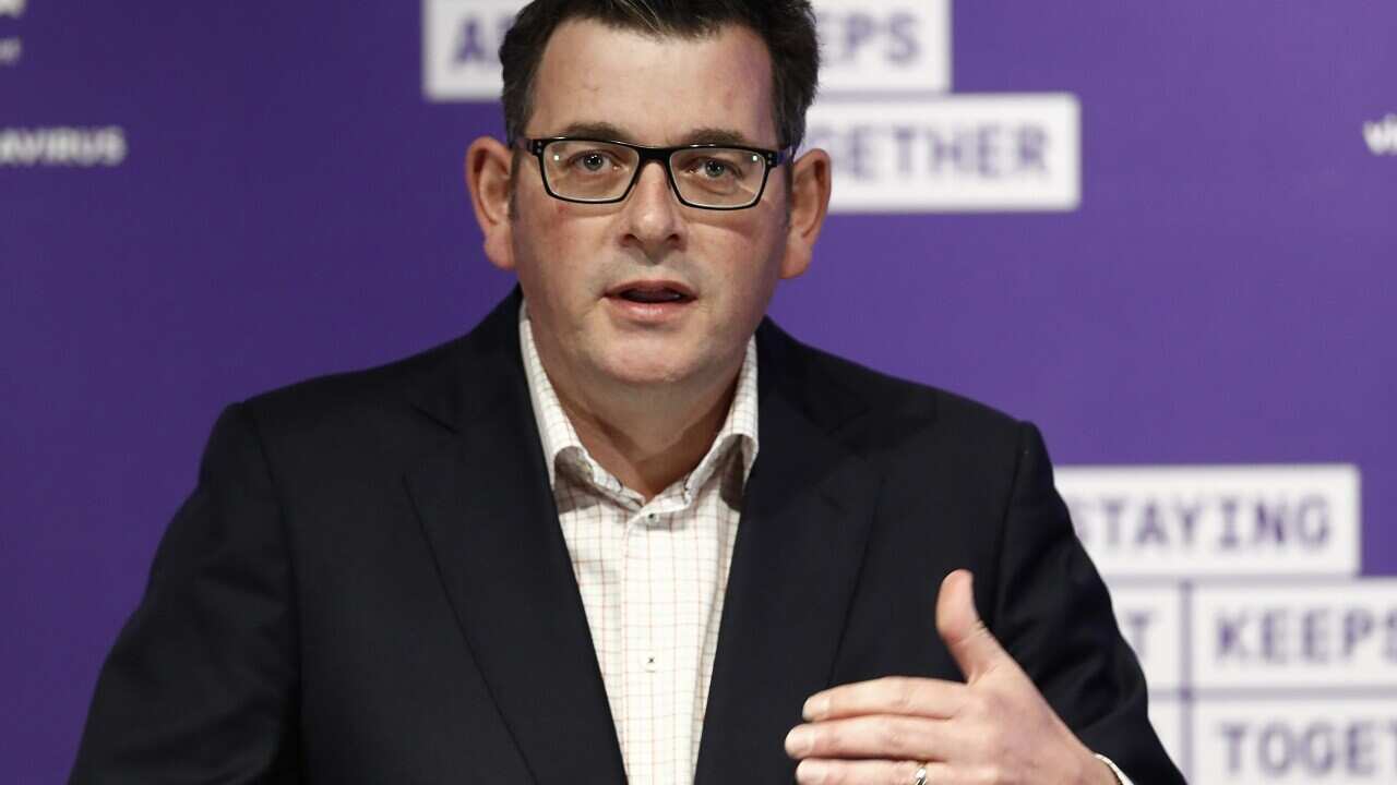 Victorian Premier Daniel Andrews speaks to the media.