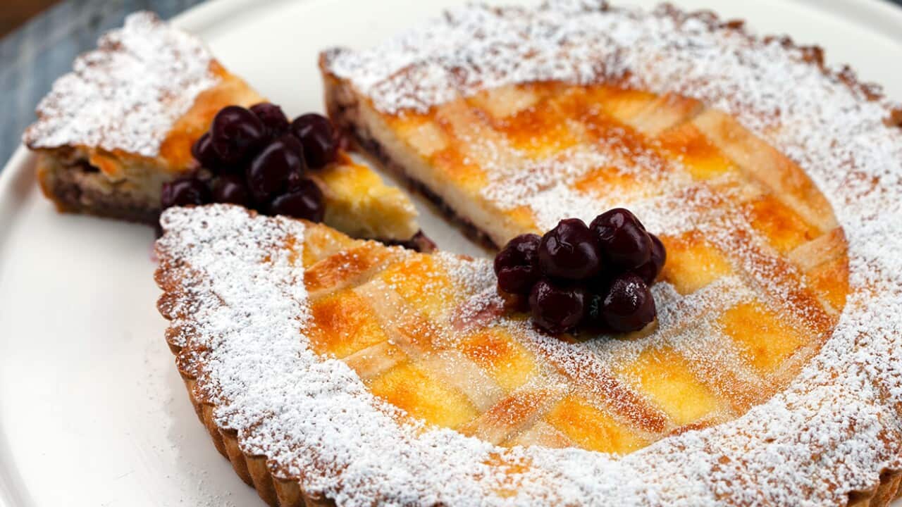 Sour cherry and ricotta tart