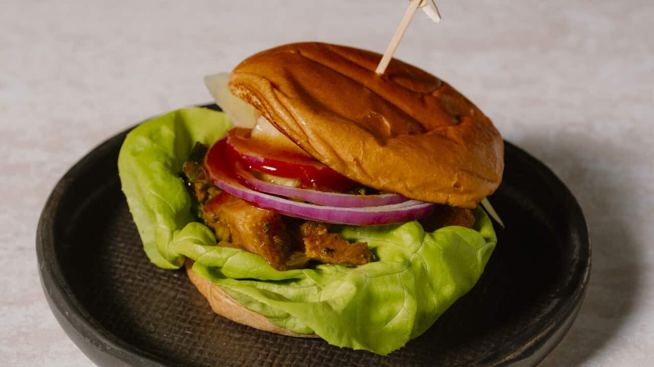 The “Andrew McLeod” curried duck burger