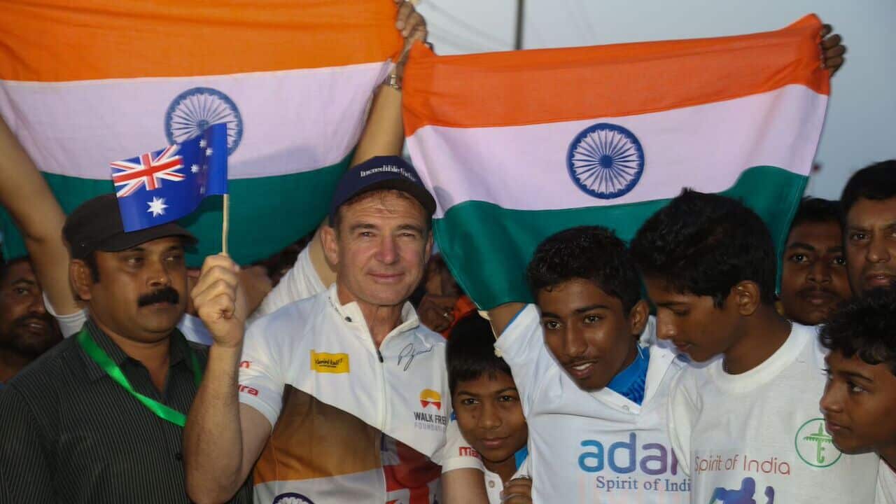 Pat Farmer at the start of the Spirit of India run on January 26, 2016